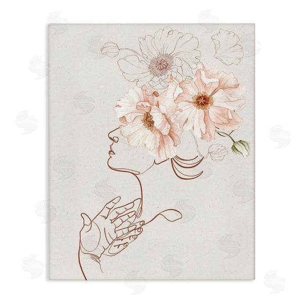 stupell industries Ros Ruseva | Simple Pink Botanical Pattern Bouquet Person Outline Wall Art