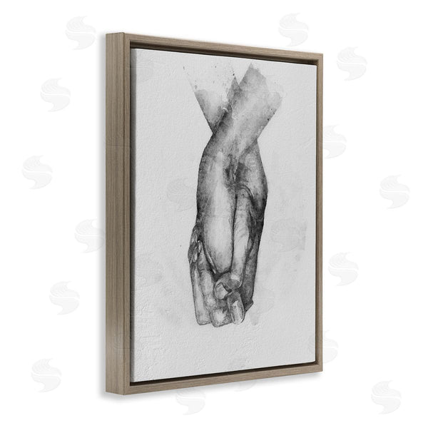 Stupell Industries Ros Ruseva | Simple Vintage Black & White Hand Holding Illustration Wall Art