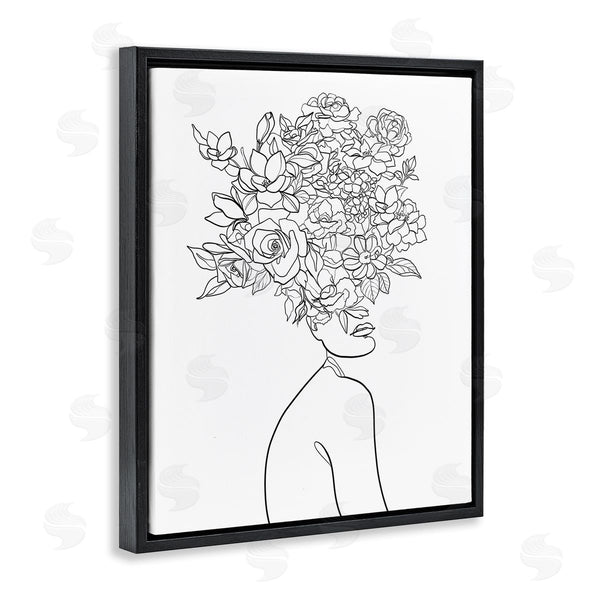 Stupell Industries Ros Ruseva | Slouching Woman Elegant Bouquet Hair Minimal Linework Wall Art