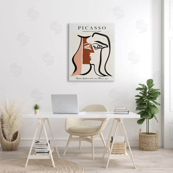 Stupell Industries Ros Ruseva | Traditional Abstract Picasso Portrait Imaginary Faces Terracotta Wall Art