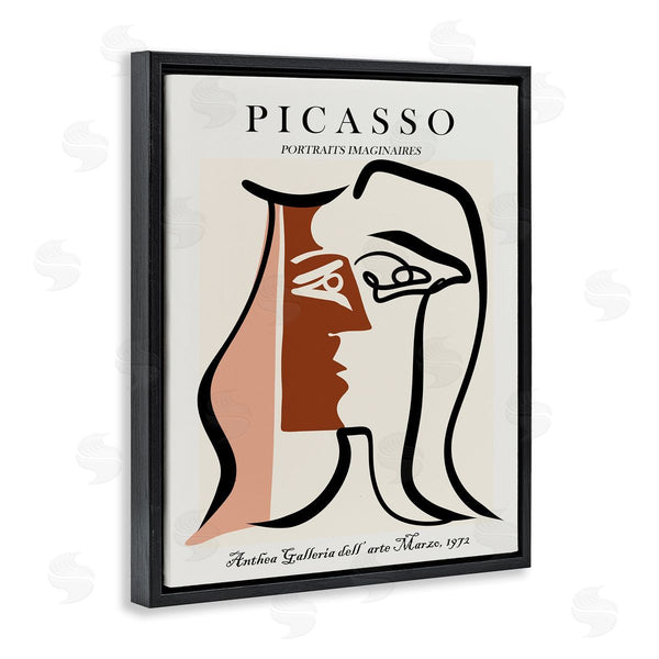 Stupell Industries Ros Ruseva | Traditional Abstract Picasso Portrait Imaginary Faces Terracotta Wall Art