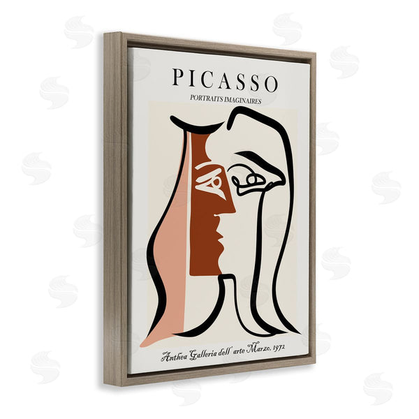 Stupell Industries Ros Ruseva | Traditional Abstract Picasso Portrait Imaginary Faces Terracotta Wall Art