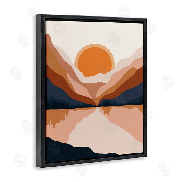 Stupell Industries Ros Ruseva | Vibrant Orange Sunrise Minimal Mountain Lake Abstraction Wall Art