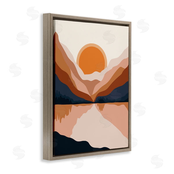 Stupell Industries Ros Ruseva | Vibrant Orange Sunrise Minimal Mountain Lake Abstraction Wall Art