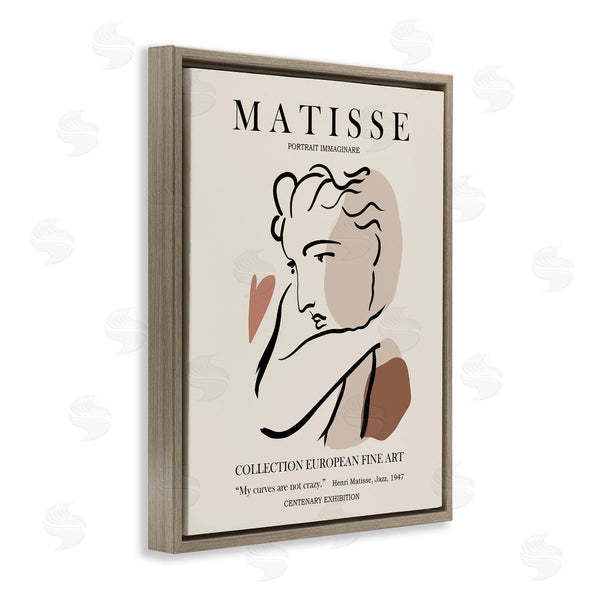 Stupell Industries Ros Ruseva | Woman Face Modern Neutral Tones Outline Exhibition Wall Art