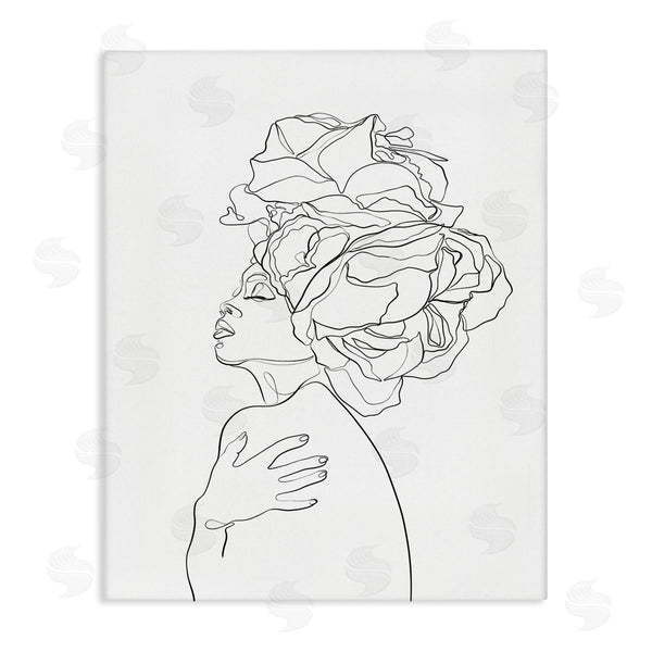 stupell industries Ros Ruseva | Woman Slouching with Headwrap Minimalism Linework Wall Art