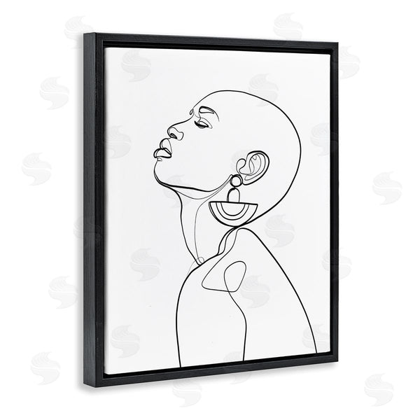 Stupell Industries Ros Ruseva | Woman Wearing Circular Earrings Black Line Fluid Abstraction Wall Art