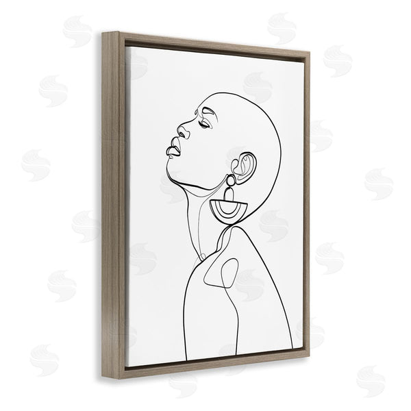 Stupell Industries Ros Ruseva | Woman Wearing Circular Earrings Black Line Fluid Abstraction Wall Art