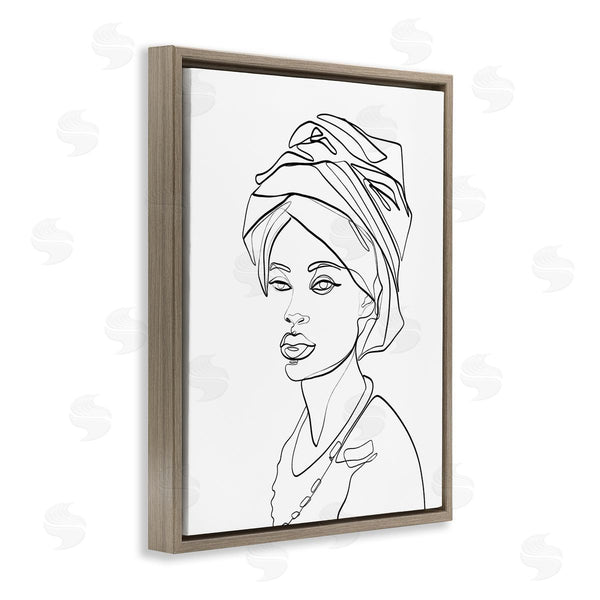 Stupell Industries Ros Ruseva | Woman Wearing Classic African Headwrap Fluid Line Abstraction Wall Art