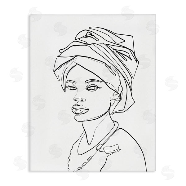 stupell industries Ros Ruseva | Woman Wearing Classic African Headwrap Fluid Line Abstraction Wall Art