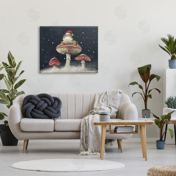 Stupell Industries Roy Thompson | Frog In Santa Hat Snowy Mushrooms Wall Art