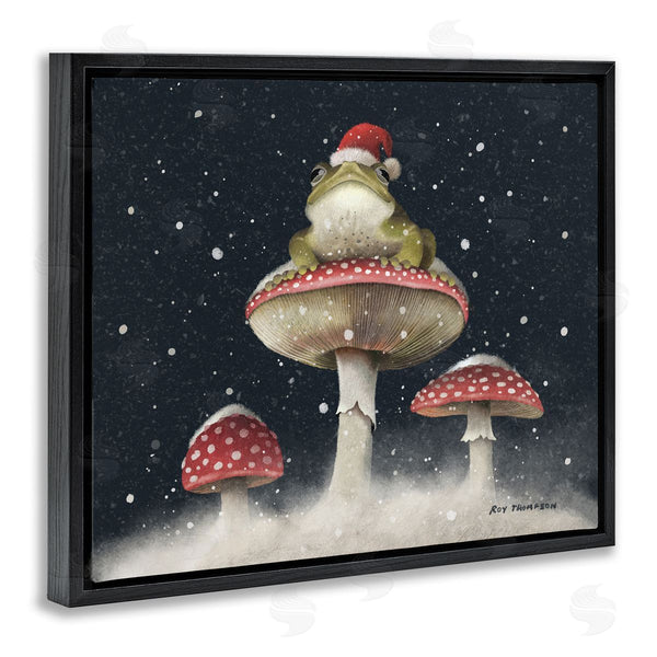 Stupell Industries Roy Thompson | Frog In Santa Hat Snowy Mushrooms Wall Art