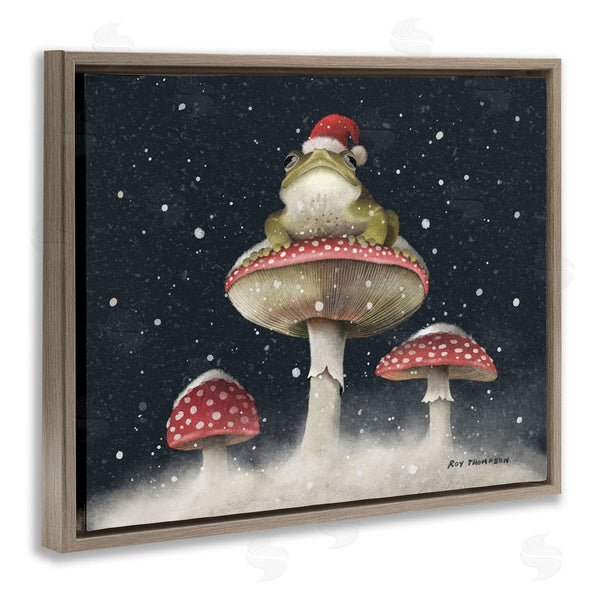 Stupell Industries Roy Thompson | Frog In Santa Hat Snowy Mushrooms Wall Art