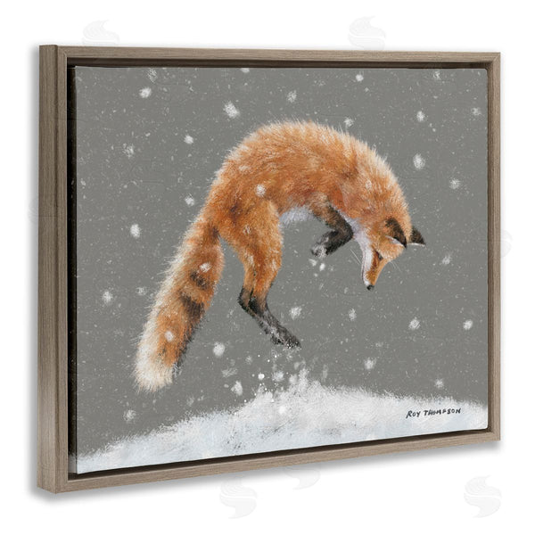 Stupell Industries Roy Thompson | Jumping Fox Winter Snowfall Wall Art