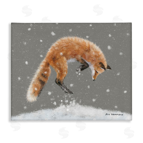 stupell industries Roy Thompson | Jumping Fox Winter Snowfall Wall Art