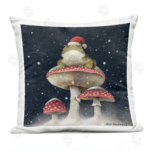 Stupell Industries Roy Thompson | Toad Atop Mushrooms Holiday Nature Printed Throw Pillow