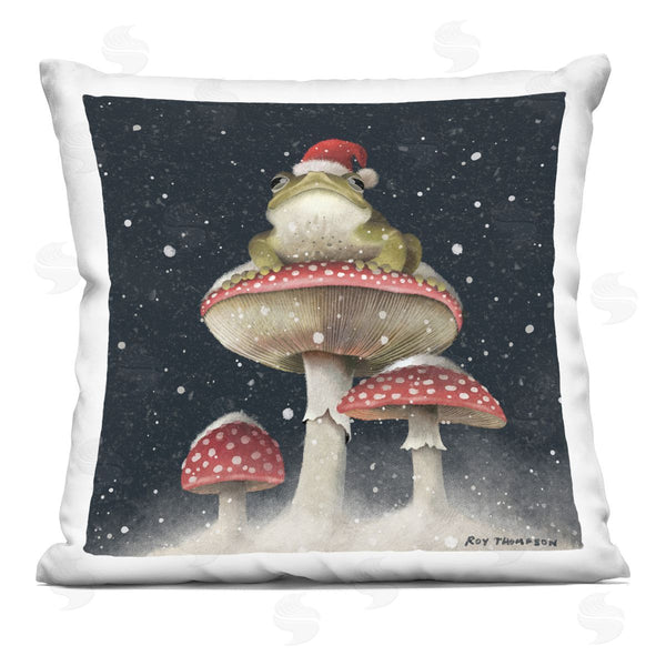 stupell industries Roy Thompson | Toad Atop Mushrooms Holiday Nature Printed Throw Pillow