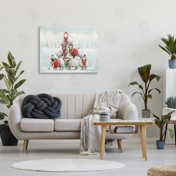 Stupell Industries Roy Thompson | Winter Sheep Snowy Farm Animals Wall Art