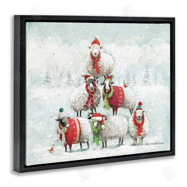 Stupell Industries Roy Thompson | Winter Sheep Snowy Farm Animals Wall Art