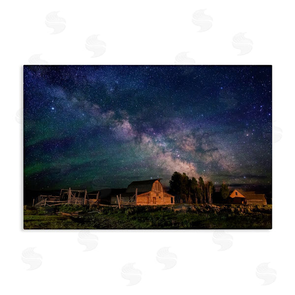 stupell industries Royce Bair | Nebula Sky over Farm Scene