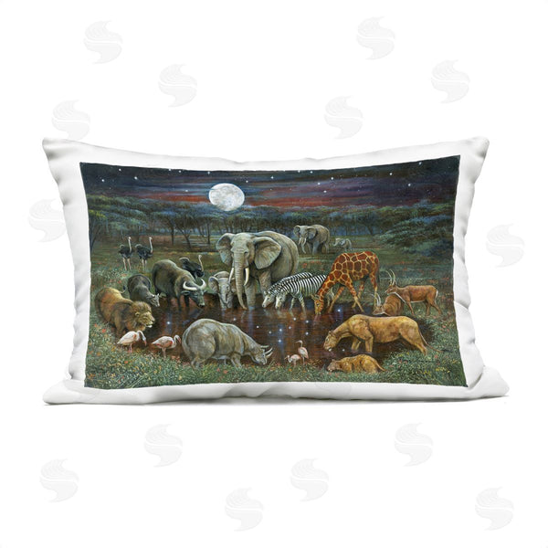 Stupell Industries Ruane Manning | Animal Pairs At Watering Hole Printed Throw Pillow