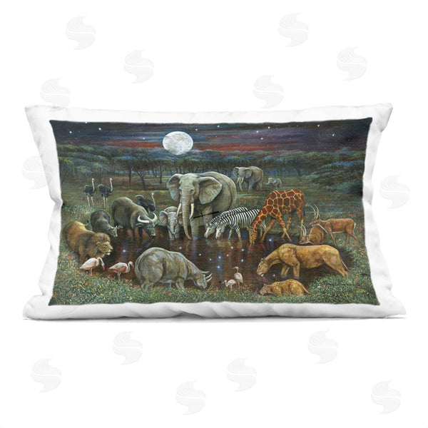 stupell industries Ruane Manning | Animal Pairs at Watering Hole Printed Throw Pillow
