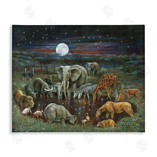 stupell industries Ruane Manning | Animal Pairs at Watering Hole