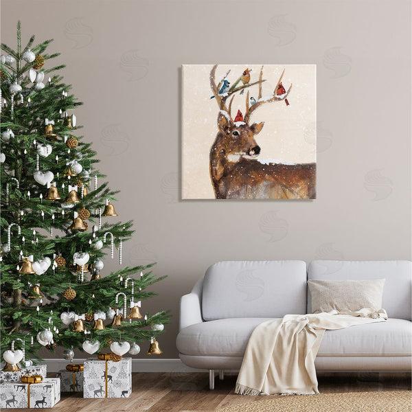 Stupell Industries Ruane Manning | Cardinals Perched Snowy Antlers Wall Art