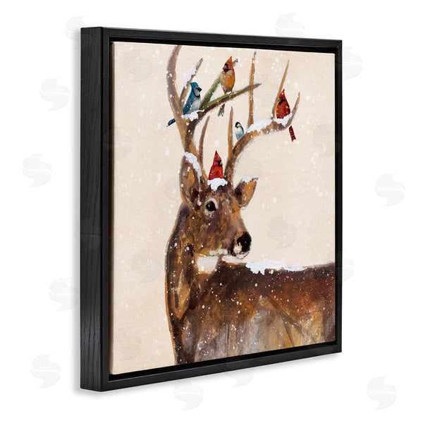 Stupell Industries Ruane Manning | Cardinals Perched Snowy Antlers Wall Art