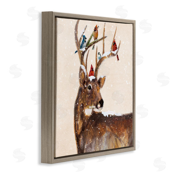 Stupell Industries Ruane Manning | Cardinals Perched Snowy Antlers Wall Art