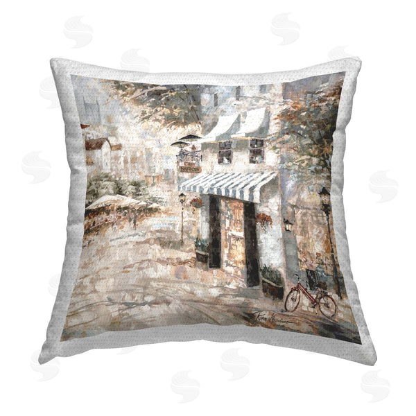 Stupell Industries Ruane Manning | City Bistro Shopfront Printed Throw Pillow