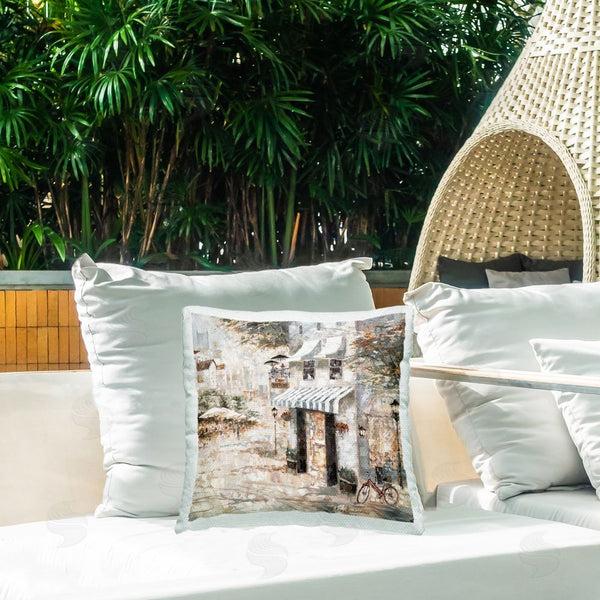 Stupell Industries Ruane Manning | City Bistro Shopfront Printed Throw Pillow