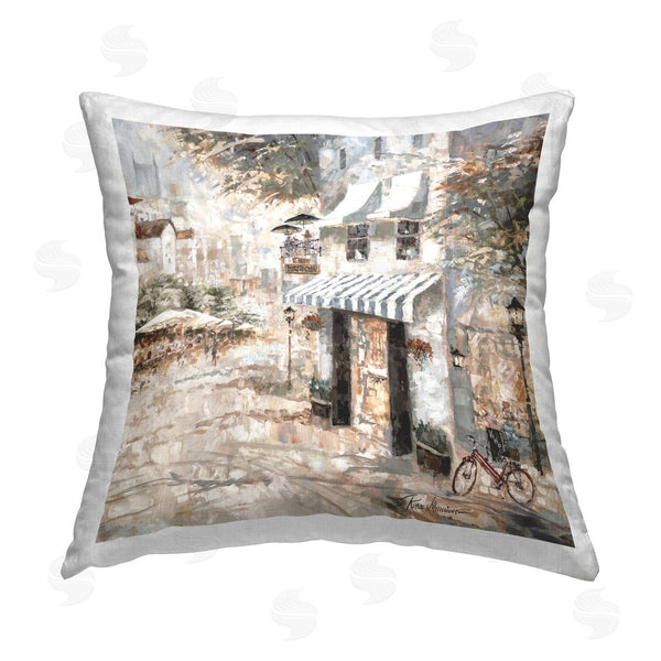 stupell industries Ruane Manning | City Bistro Shopfront Printed Throw Pillow