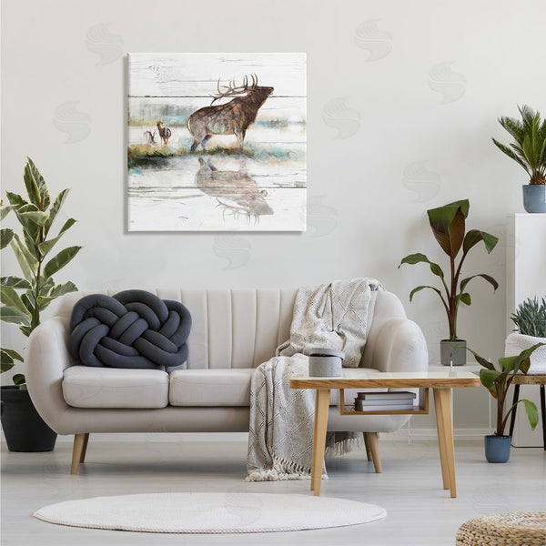 Stupell Industries Ruane Manning | Elk And Wild Deer Forest Animal Watering Hole Wall Art