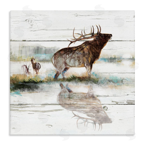stupell industries Ruane Manning | Elk and Wild Deer Forest Animal Watering Hole Wall Art