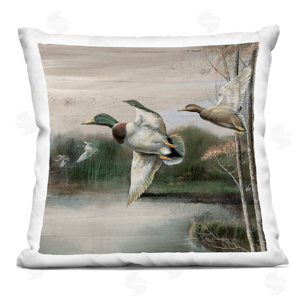stupell industries Ruane Manning | Flying Ducks in Rustic Nature Printed Throw Pillow