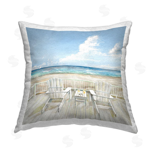 Stupell Industries Ruane Manning | Seats Overlooking Beach Printed Throw Pillow