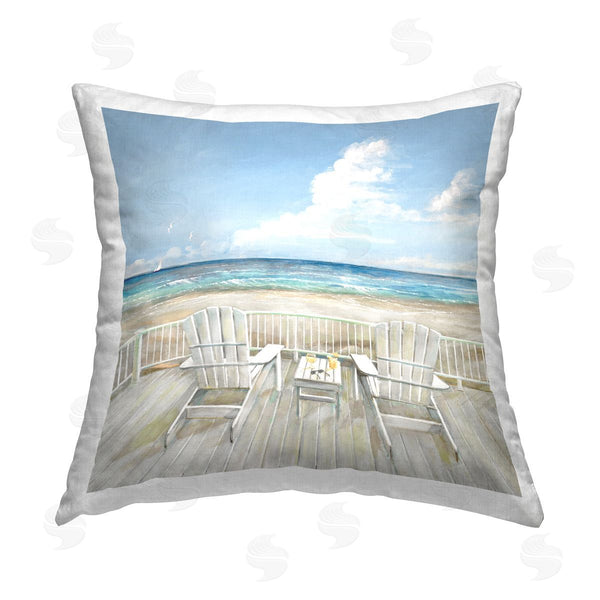 stupell industries Ruane Manning | Seats Overlooking Beach Printed Throw Pillow