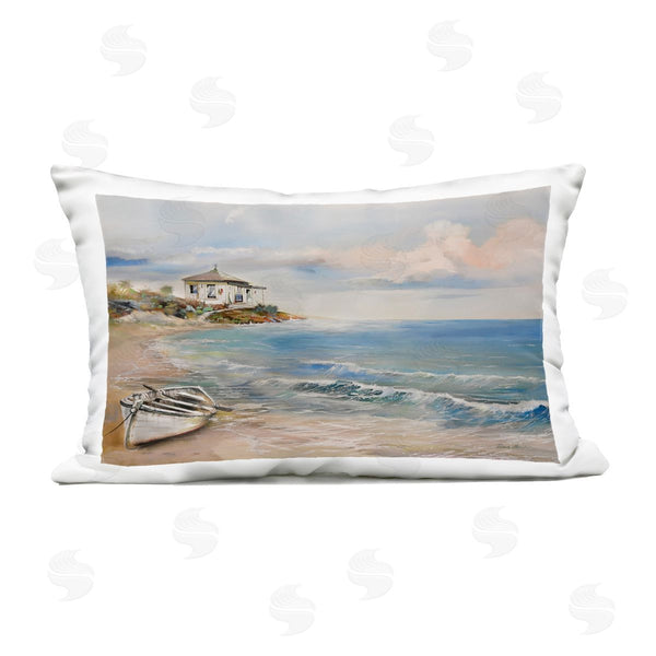 Stupell Industries Ruane Manning | Shoreline Rowboat Scene Printed Throw Pillow