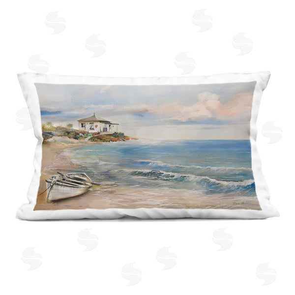 stupell industries Ruane Manning | Shoreline Rowboat Scene Printed Throw Pillow