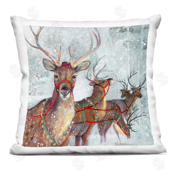 stupell industries Ruane Manning | Winter Reindeer Holiday Herd Printed Throw Pillow