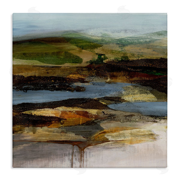 stupell industries Ruth Fromstein | Abstract Canyon Lake Landscape Dark Tone Modern Painting Wall Art