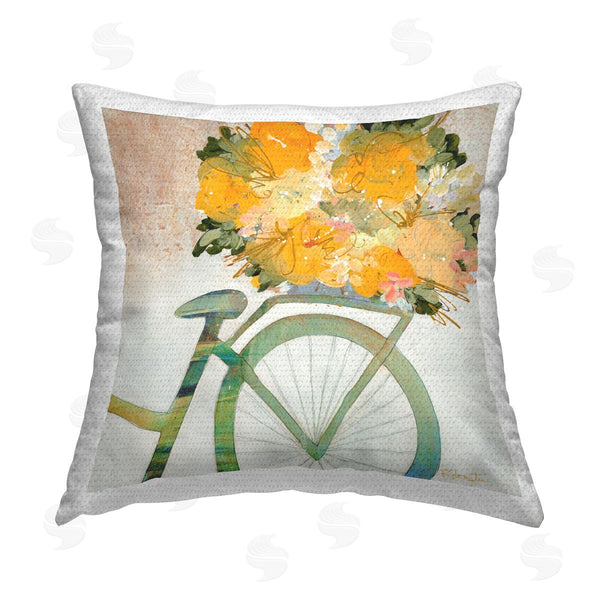 Stupell Industries Ruth Fromstein | Bicycle With Orange Bouquet Printed Throw Pillow
