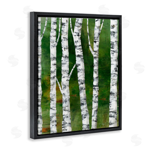 Stupell Industries Ruth Fromstein | Birch Trees Bark Collaged Green Woodlands Background Wall Art