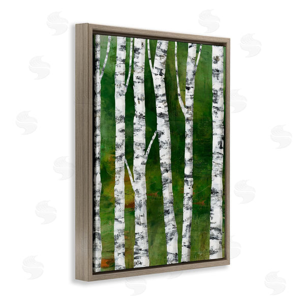 Stupell Industries Ruth Fromstein | Birch Trees Bark Collaged Green Woodlands Background Wall Art