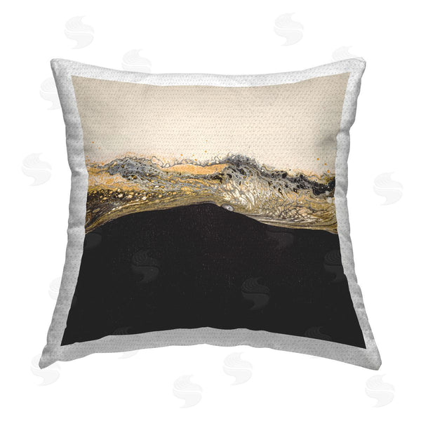 Stupell Industries Ruth Fromstein | Black Gold Swirling Abstract Printed Throw Pillow