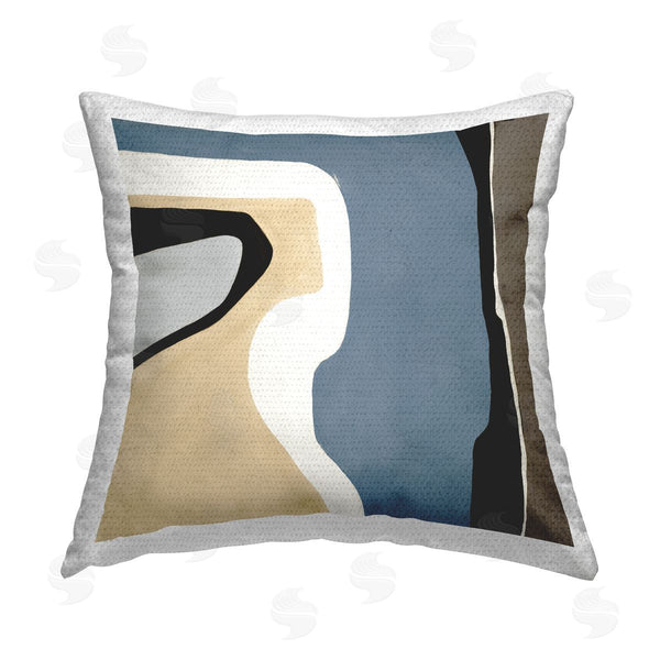 Stupell Industries Ruth Fromstein | Contemporary Blue & Beige Shapes Printed Throw Pillow