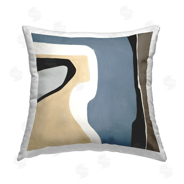 stupell industries Ruth Fromstein | Contemporary Blue & Beige Shapes Printed Throw Pillow