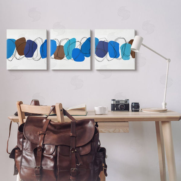 Stupell Industries Ruth Fromstein | Modern Oblong Blue Shapes Geometric Wall Art