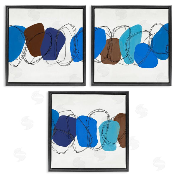 Stupell Industries Ruth Fromstein | Modern Oblong Blue Shapes Geometric Wall Art